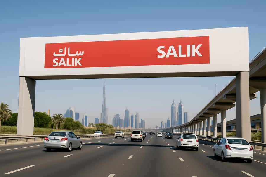 Dubai toll road with Salik gate