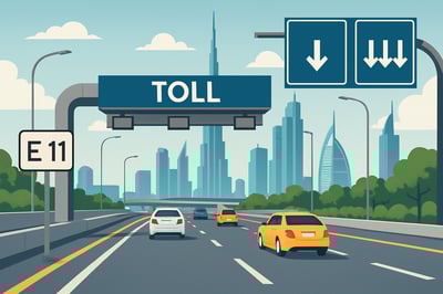 Illustration of Dubai's modern toll road system