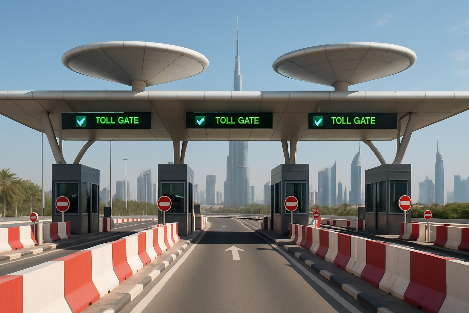 Modern toll gate system in Dubai